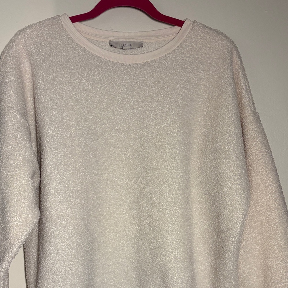 LOFT Sparkly Silver Shimmer Crew Neck Sweater